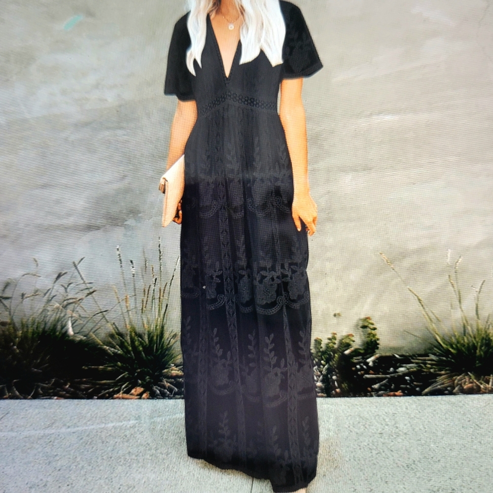 Boho Plus Maxi Dress Black
